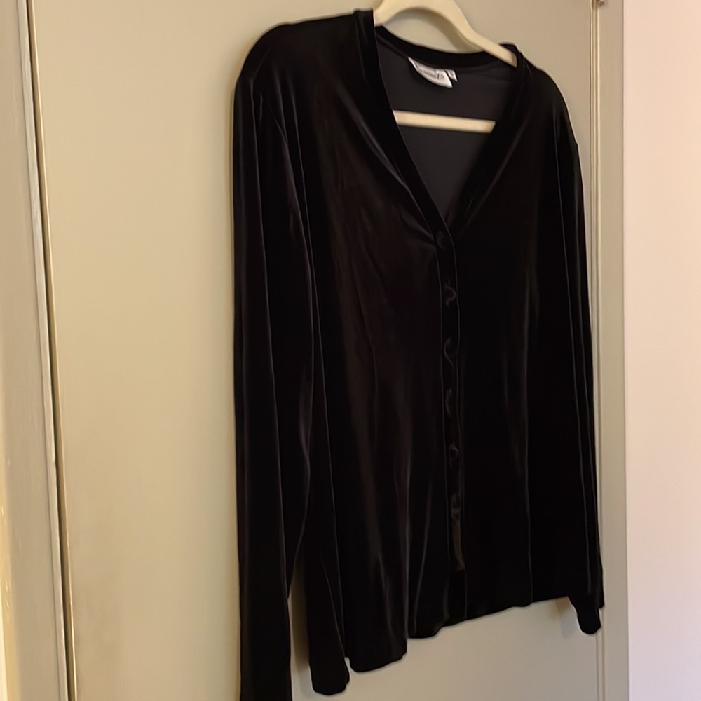 Black velveteen Francine B size medium evening lightweight jacket - Picture 3 of 8